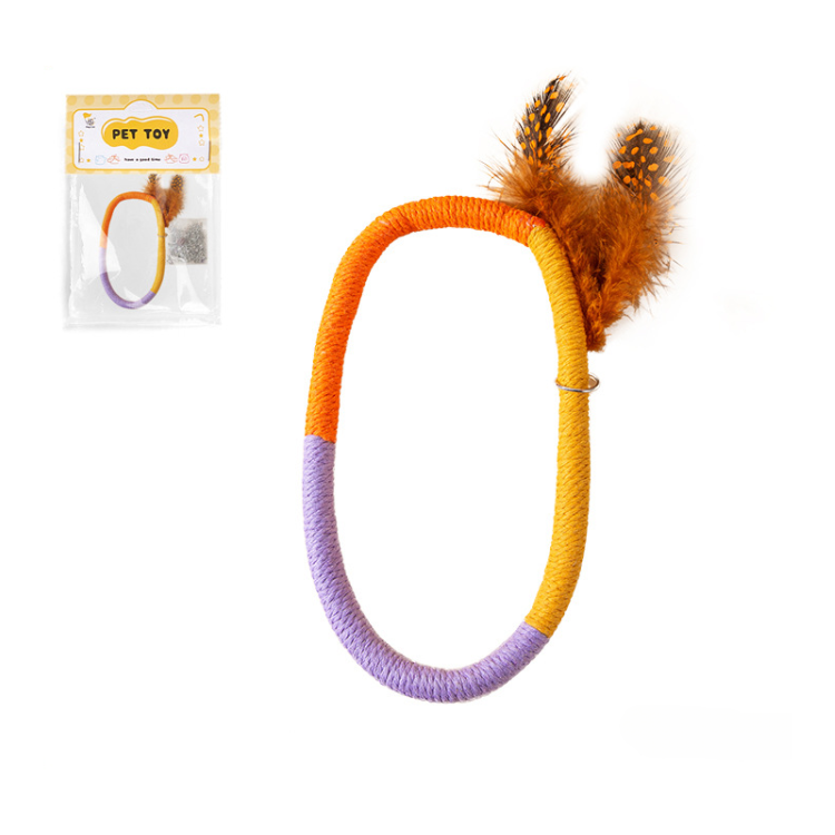 Cat Chewing Bite Rope Toys Doll Feather