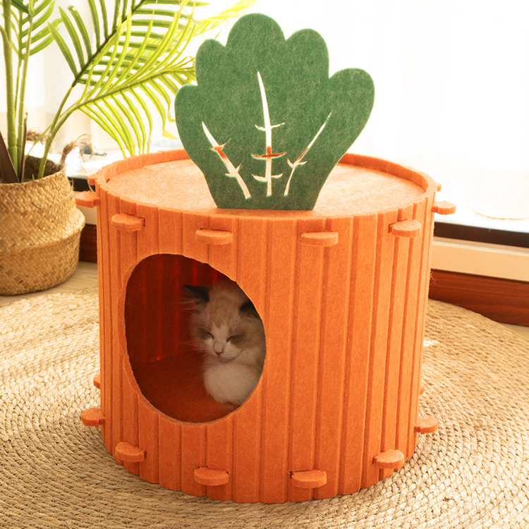 Felt Carrot Cat Cave Bed