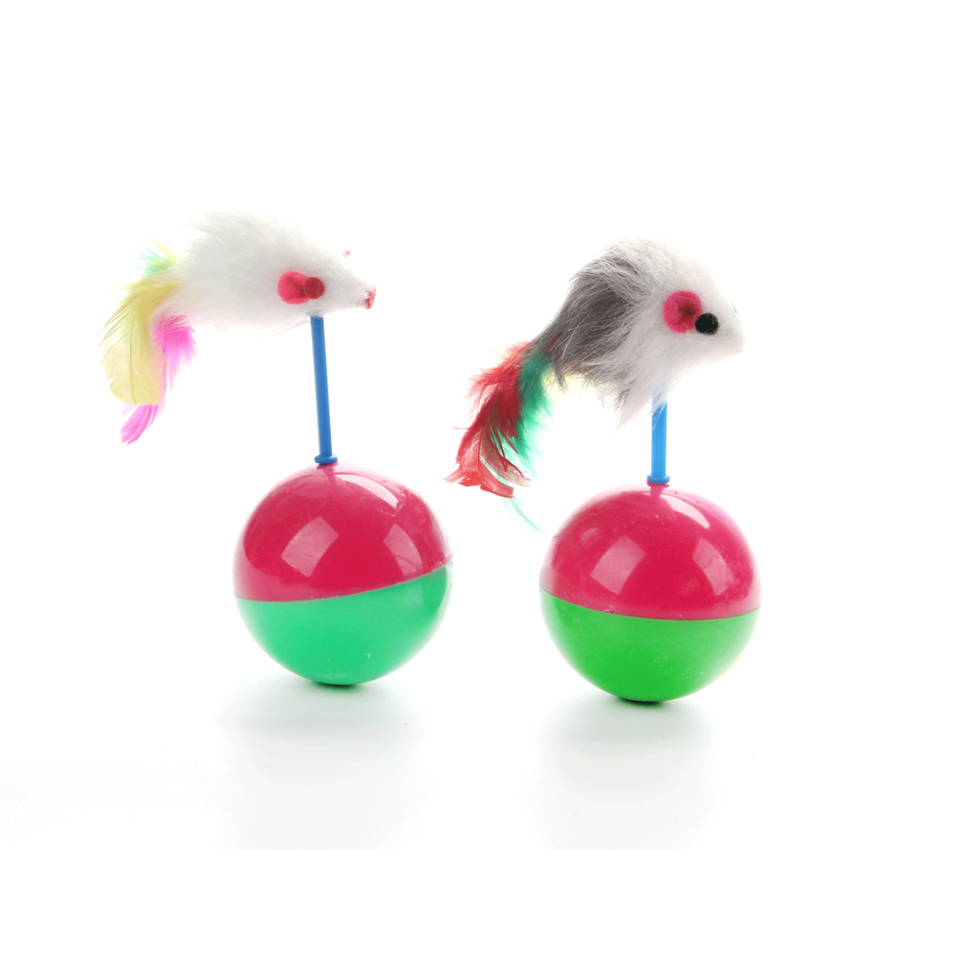 Cat Tumbler Toys With Mouse Feather