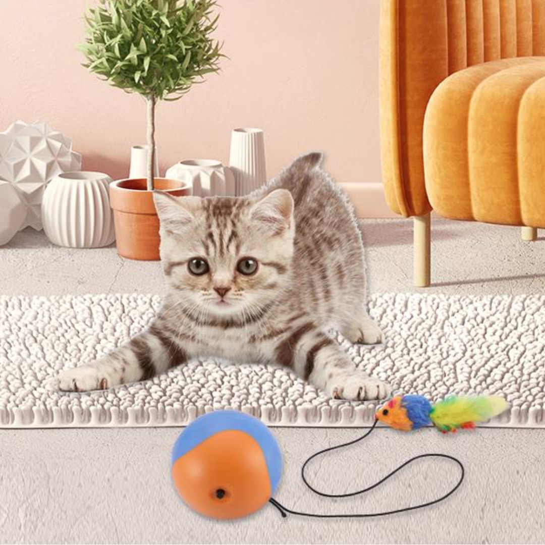 Cat Rolling Ball Toys With Mouse Feather