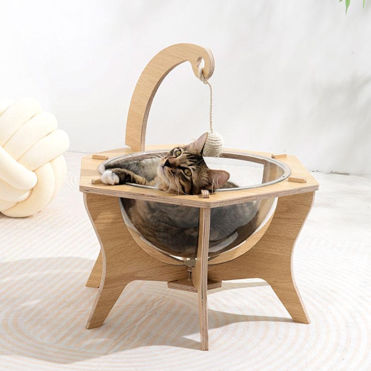 Natural Sisal Ball Transparent Cat Bed