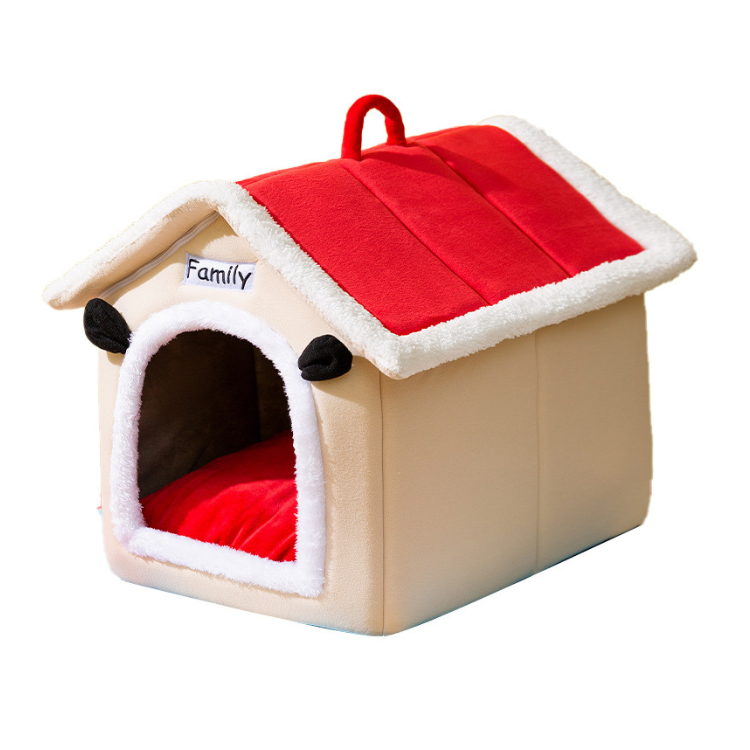 Red Roof House Cat Dog House Bed