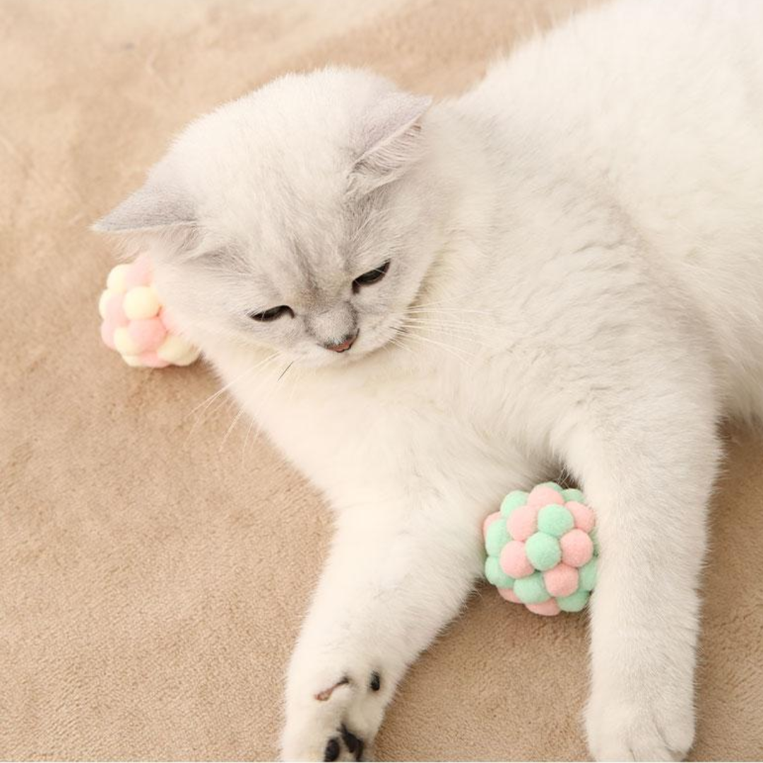 Pom Pom Cat Ball Toys With Bell 7 Count