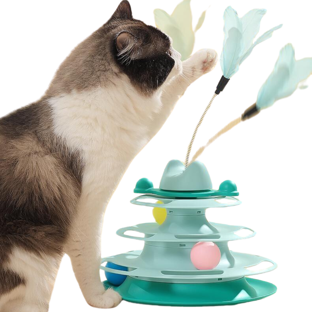 Interactive Turntable Tower of Tracks Cat Toy