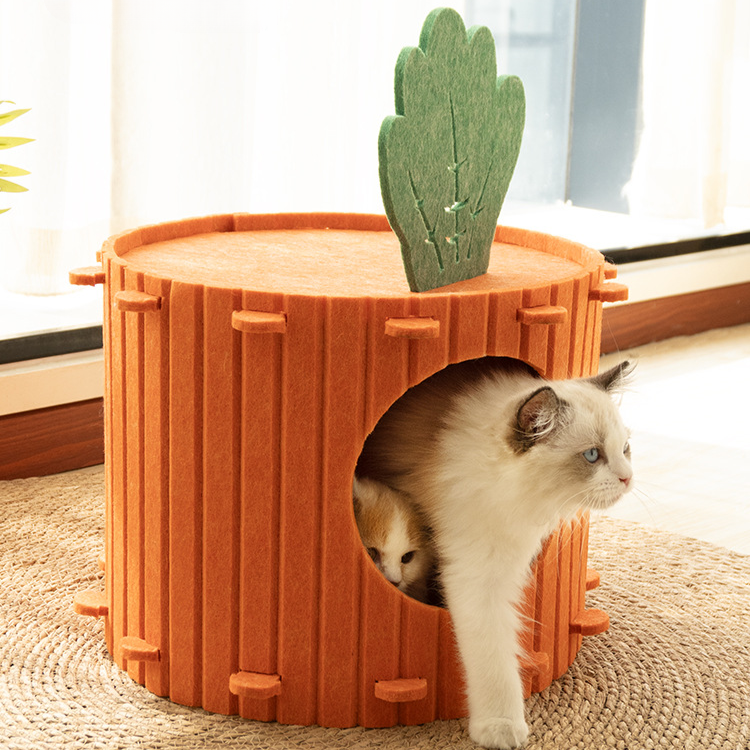 Felt Carrot Cat Cave Bed