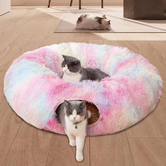 Cat Tunnel Bed Collapsible with Central Mat