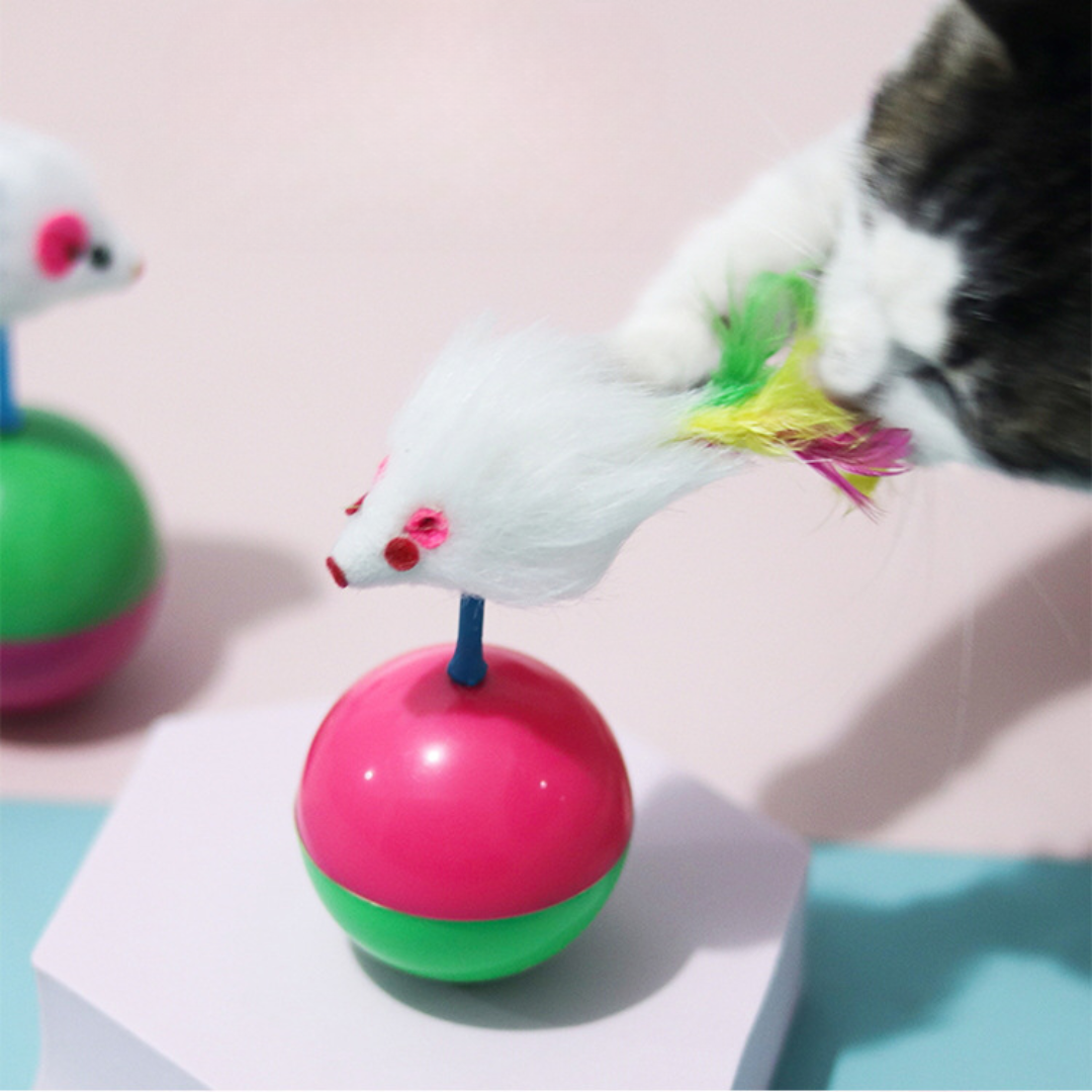 Cat Tumbler Toys With Mouse Feather