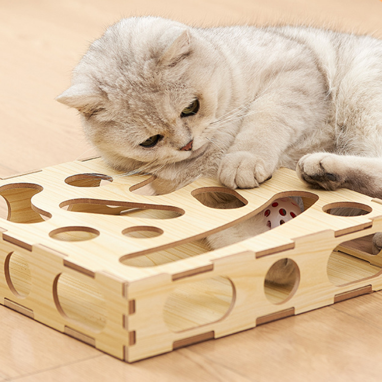 Wooden Maze Box Cat Ball Toys