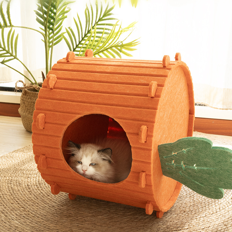 Felt Carrot Cat Cave Bed