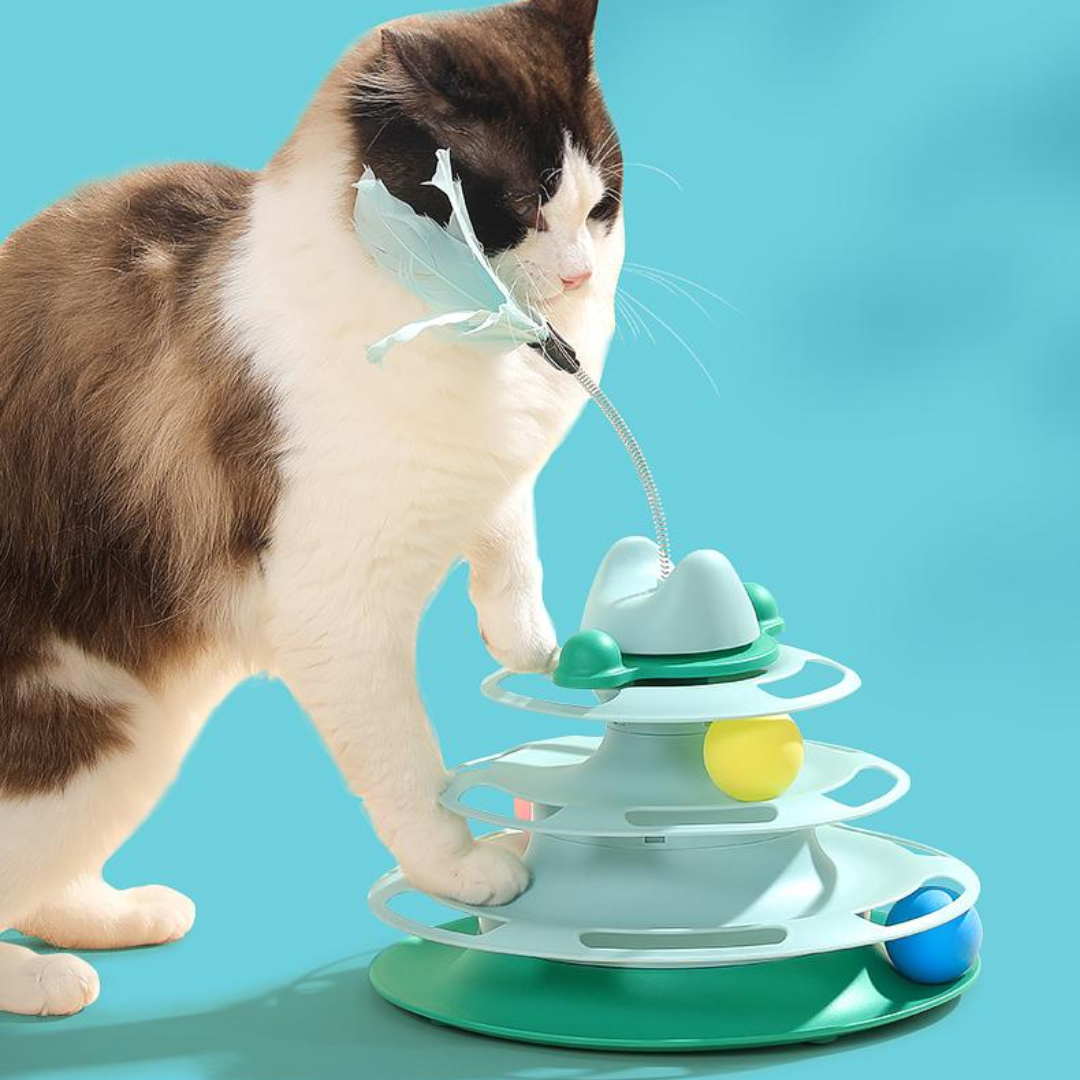 Interactive Turntable Tower of Tracks Cat Toy