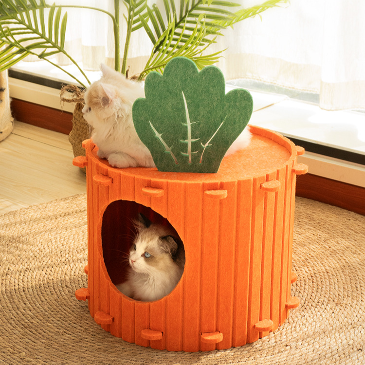 Felt Carrot Cat Cave Bed