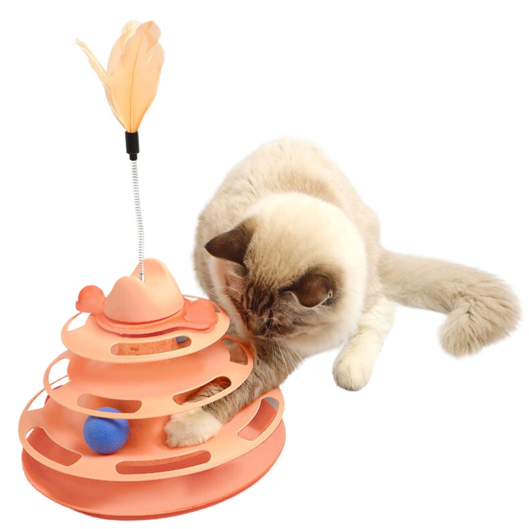 Interactive Turntable Tower of Tracks Cat Toy