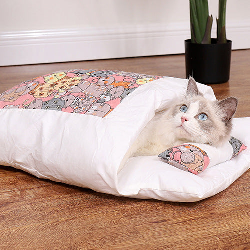 Pet Cozy Bed with A Pillow For Cats & Dogs