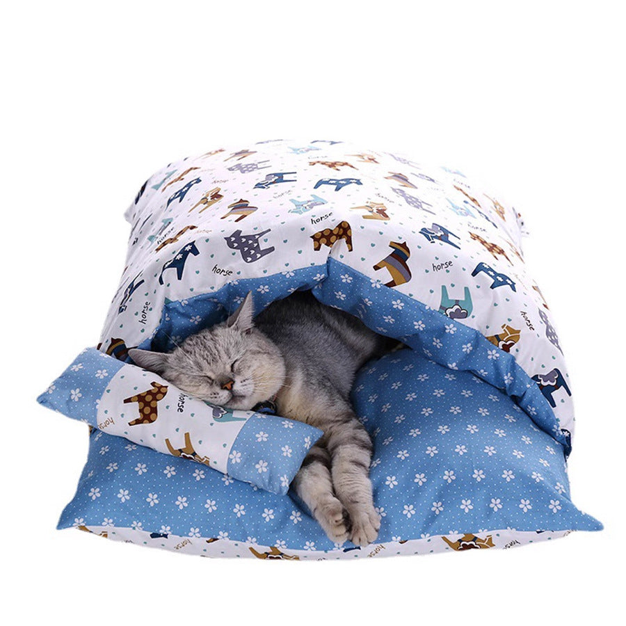 Pet Cozy Bed with A Pillow For Cats & Dogs